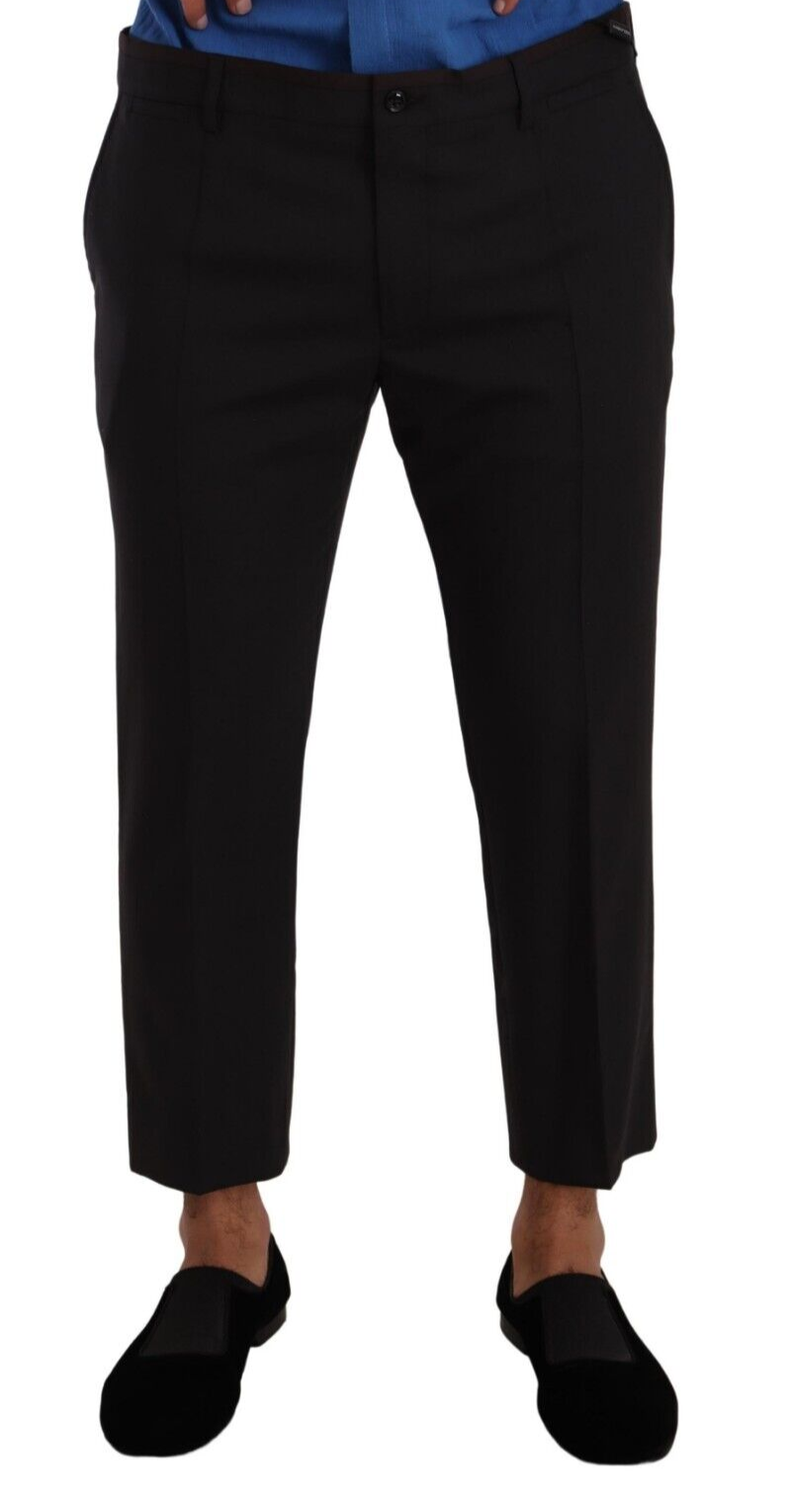 Pantalons de costume en laine gris bordeaux Dolce & Gabbana, style élégant pour femme, vue de face avec ceinture et poches.