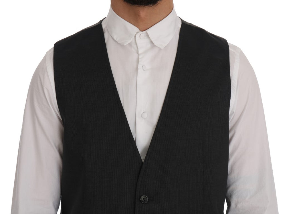 Veste en coton et rayonne gris Dolce & Gabbana STAFF, style élégant et moderne, visible en détail sur l'image.