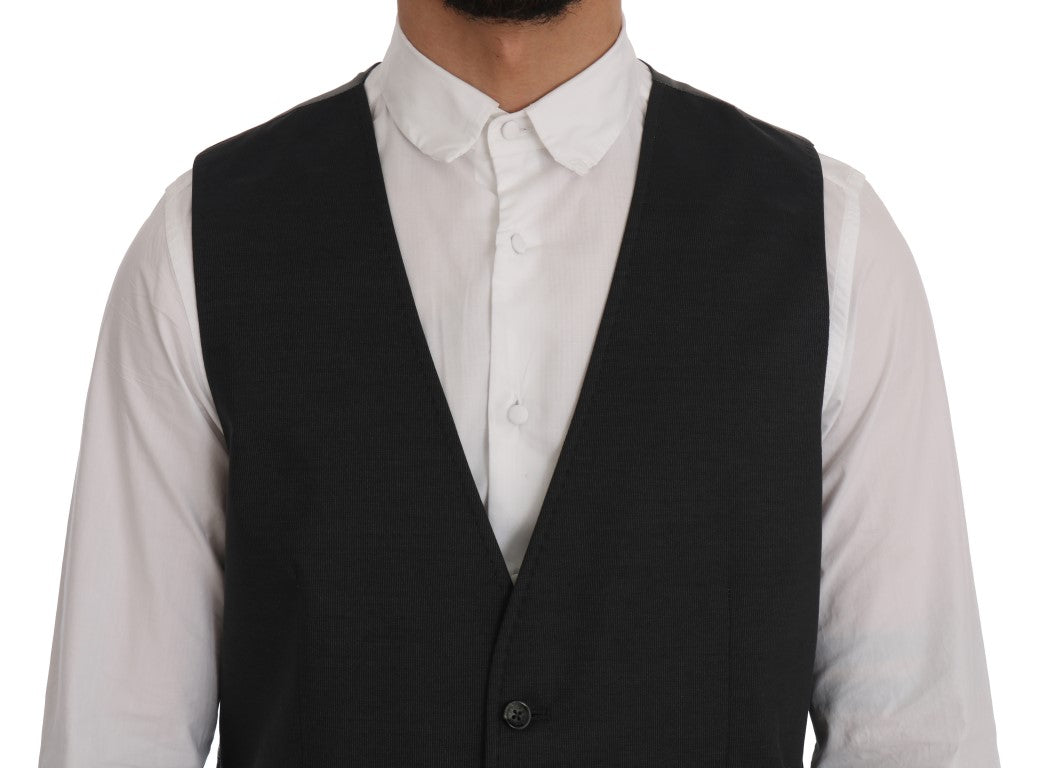 Veste en coton et rayonne gris Dolce & Gabbana STAFF, style élégant et moderne, visible en détail sur l'image.