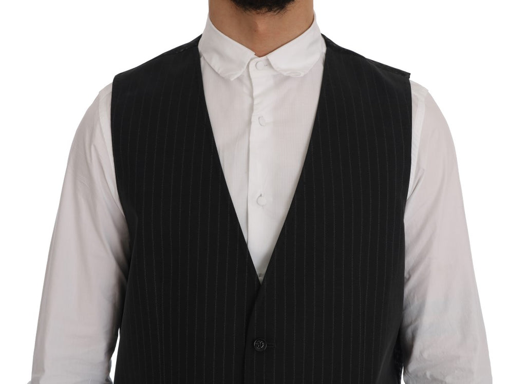 Gilet à rayures gris en coton Dolce & Gabbana STAFF, mode élégante pour homme, visible en détail sur l'image 478559.jpg.
