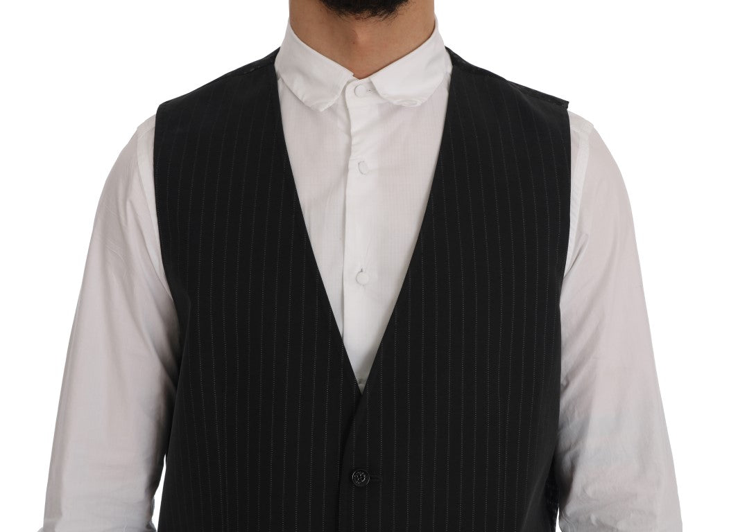 Gilet à rayures gris en coton Dolce & Gabbana STAFF, mode élégante pour homme, visible en détail sur l'image 478559.jpg.
