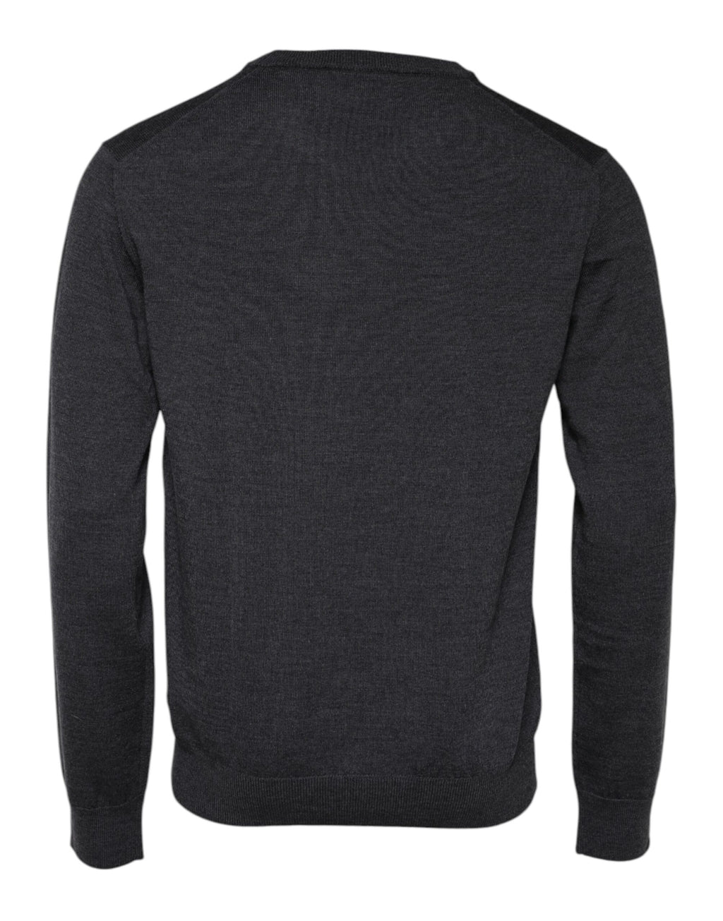 Pull en laine gris Dolce & Gabbana pour homme avec logo tricoté, style élégant et confortable.