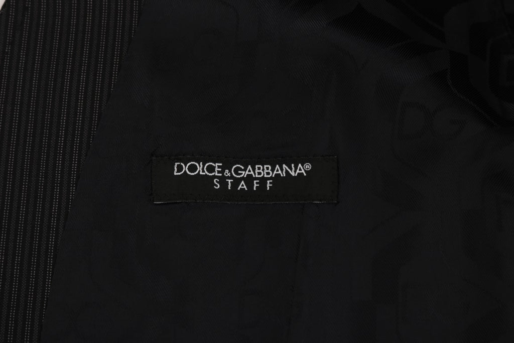 Gilet en laine gris Dolce & Gabbana, veste stretch élégante pour homme, détail de la texture en laine.