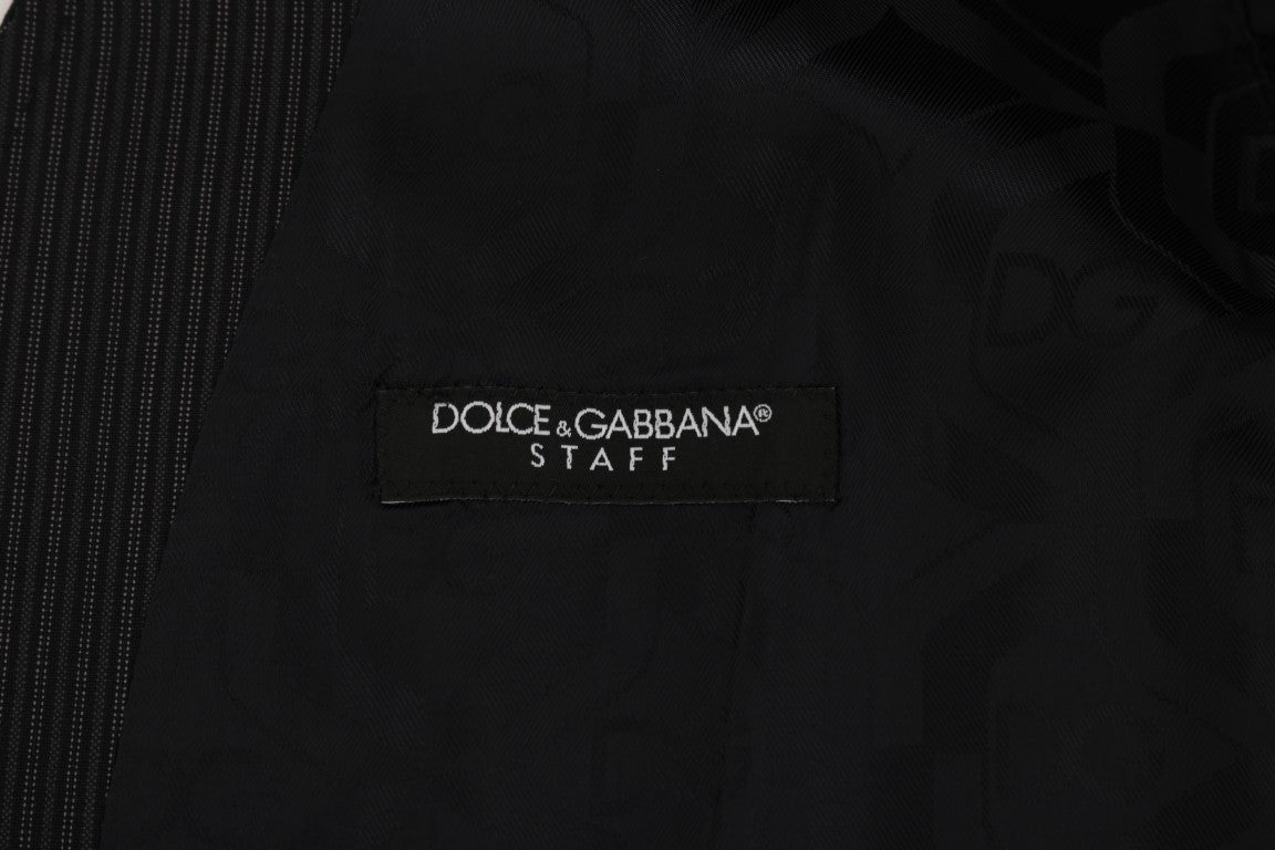 Gilet en laine gris Dolce & Gabbana, veste stretch élégante pour homme, détail de la texture en laine.