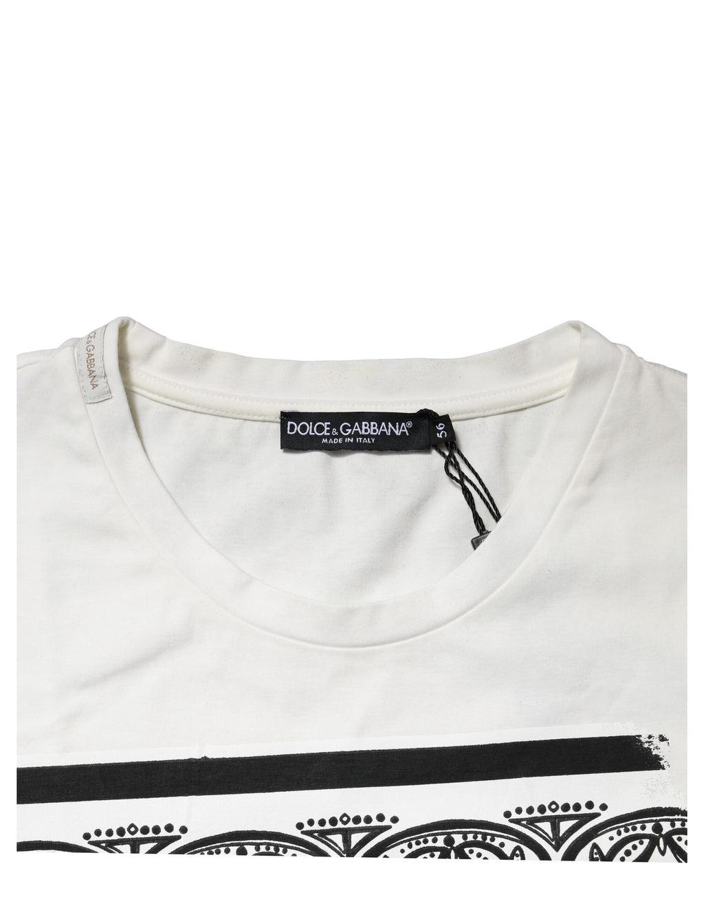 T-shirt à col rond en coton blanc Dolce & Gabbana avec bandana, pour homme, style décontracté et élégant