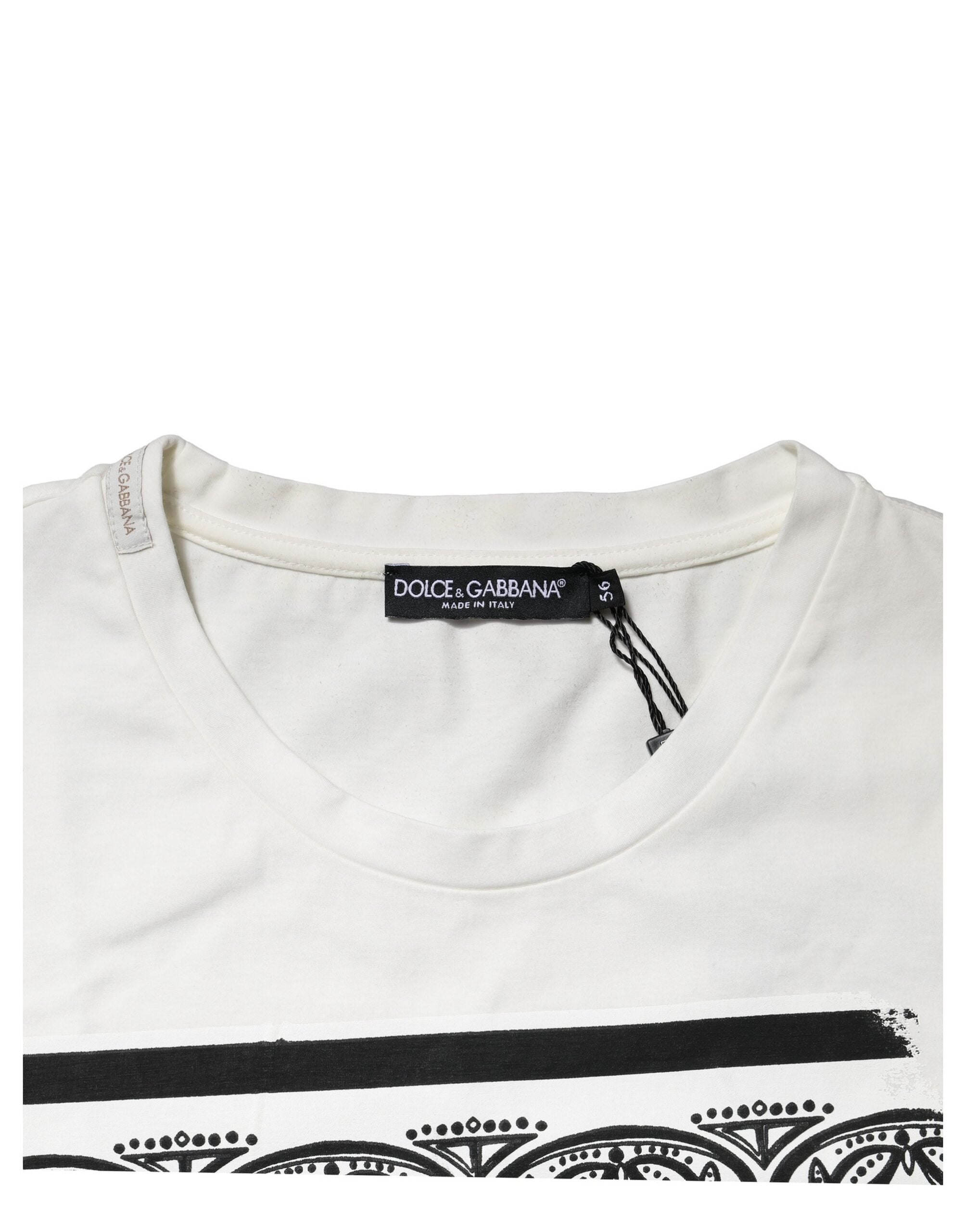 T-shirt à col rond en coton blanc Dolce & Gabbana avec bandana, pour homme, style décontracté et élégant