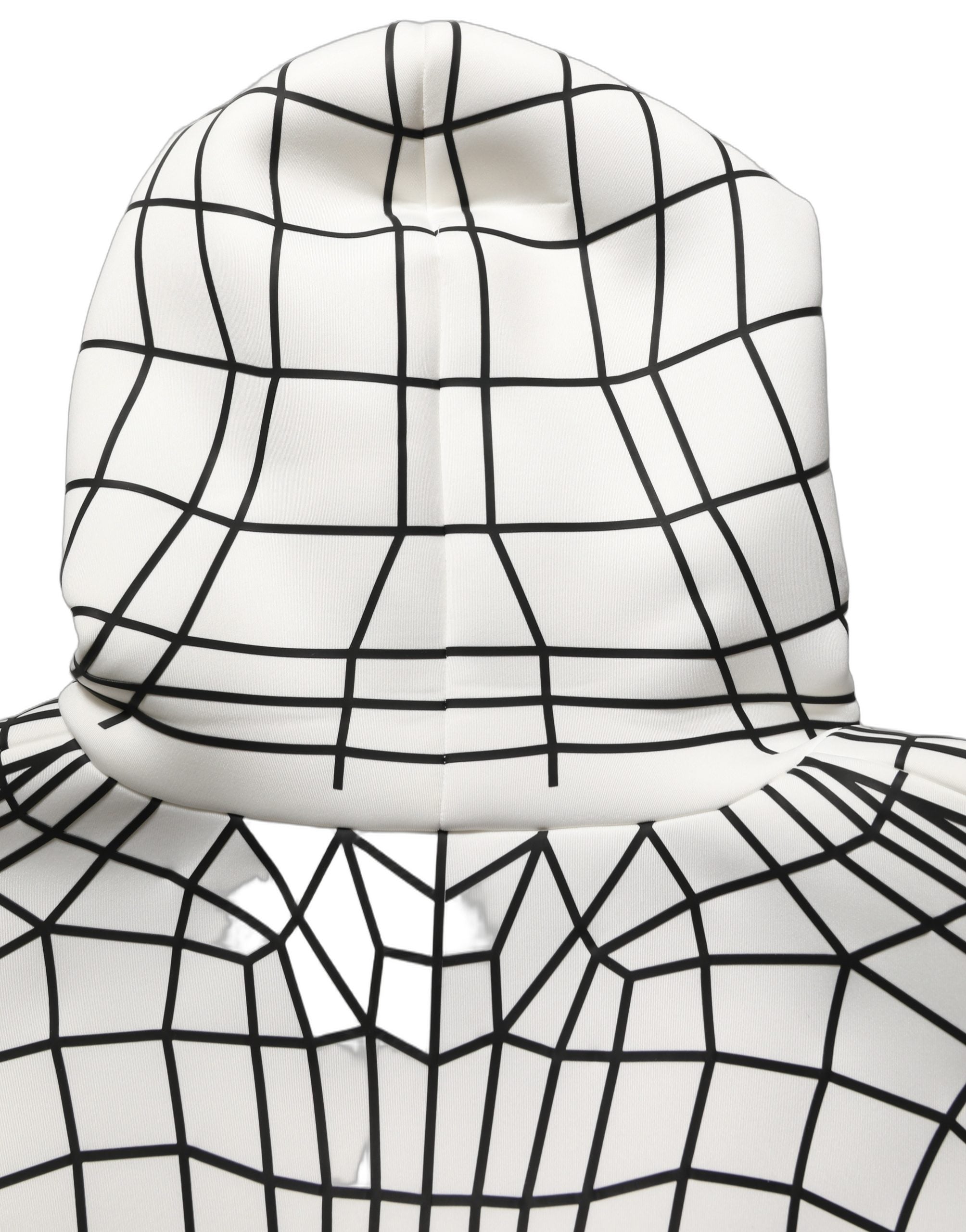 Sweat à capuche Dolce & Gabbana blanc et noir avec motif WarpGrid, pull en coton à la mode et confortable.