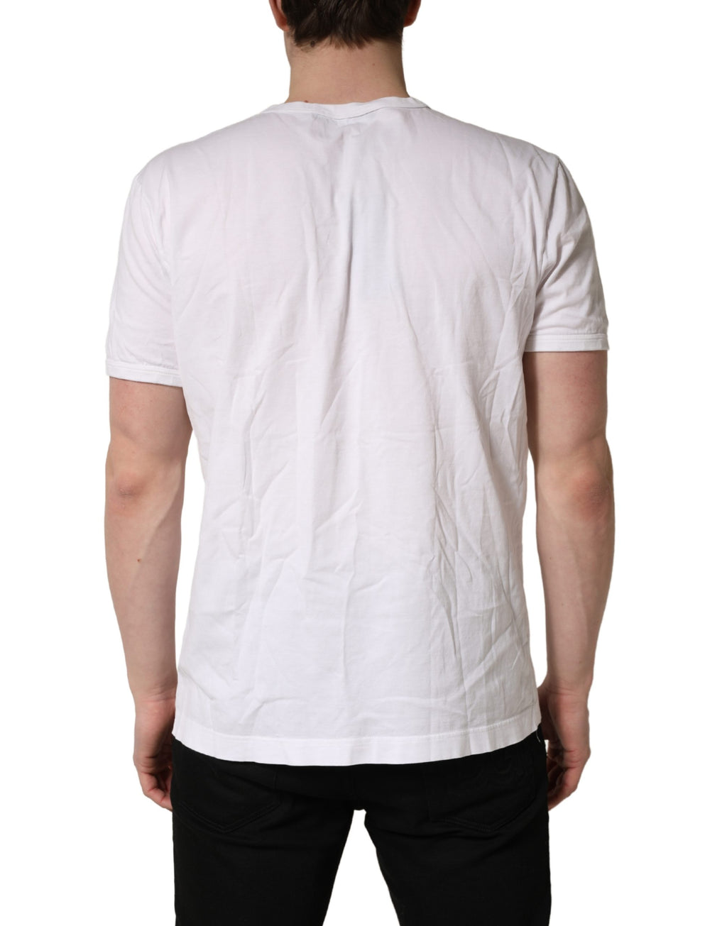 T-shirt blanc en coton Dolce & Gabbana avec logo DG et motif couronne embossée, pour homme.