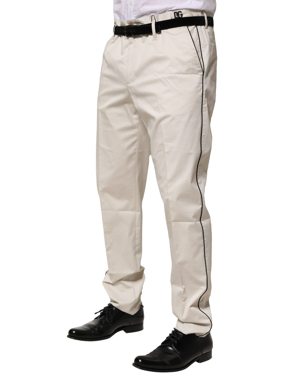 Pantalon slim formel en coton blanc de Dolce & Gabbana, style élégant et moderne pour femme.