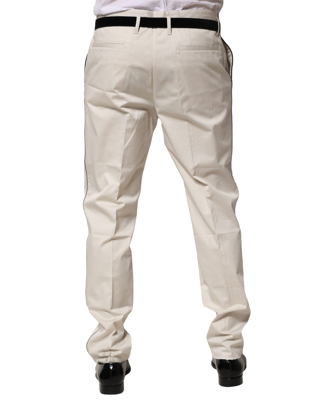 Pantalon blanc en coton Dolce & Gabbana, style formel et slim, parfait pour une tenue élégante.