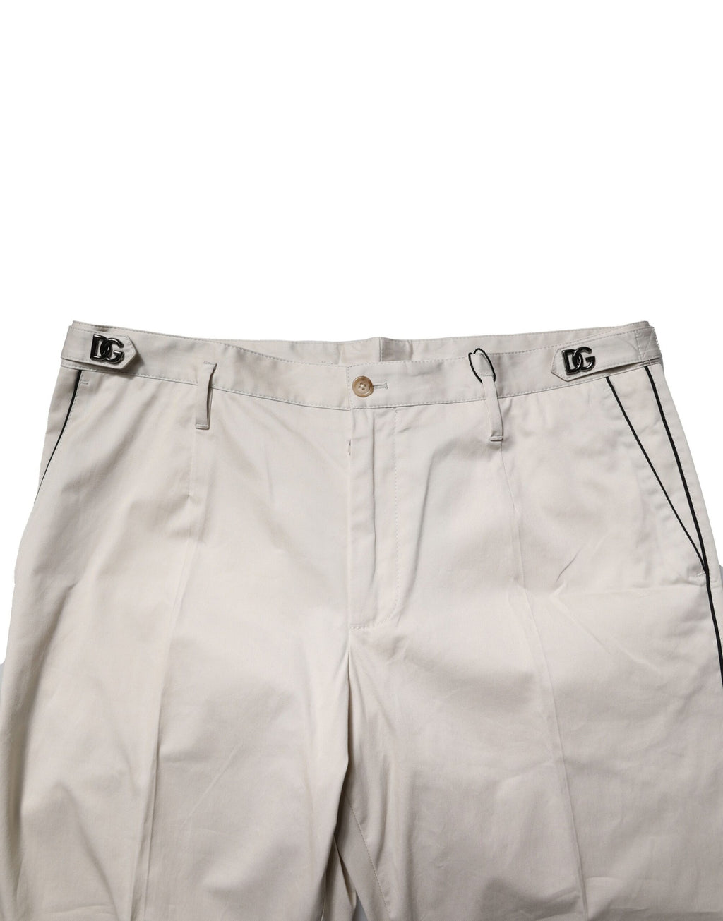 Pantalon slim en coton blanc de la marque Dolce & Gabbana, style formel et élégant pour femme.