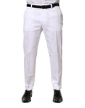 Pantalon formel blanc en coton Dolce & Gabbana, coupe slim, élégant et sophistiqué, pour femme.