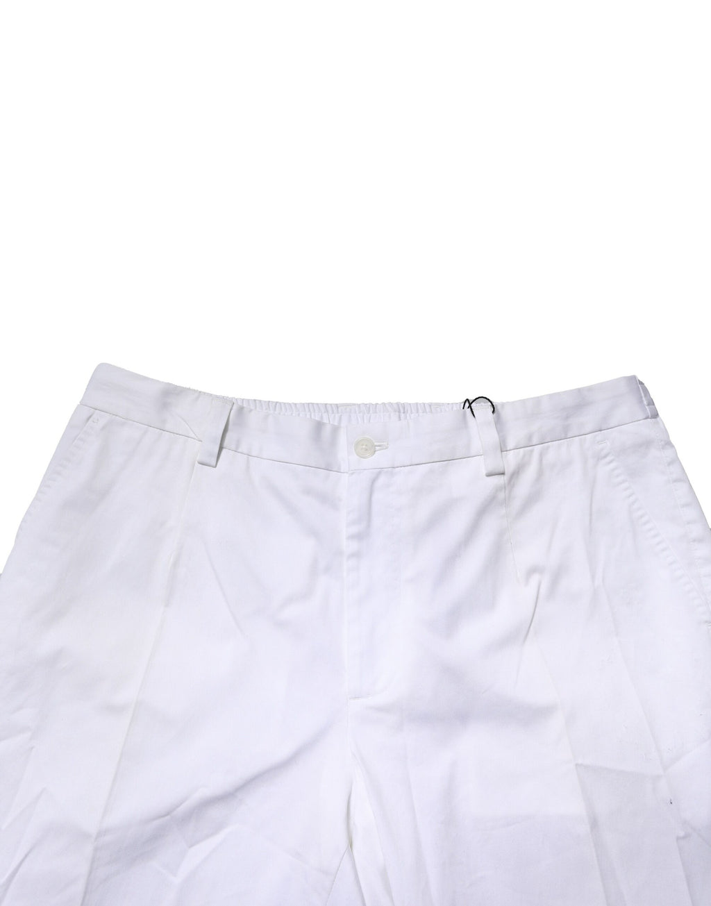 Pantalon formel blanc en coton Dolce & Gabbana, coupe slim, parfait pour une tenue élégante.