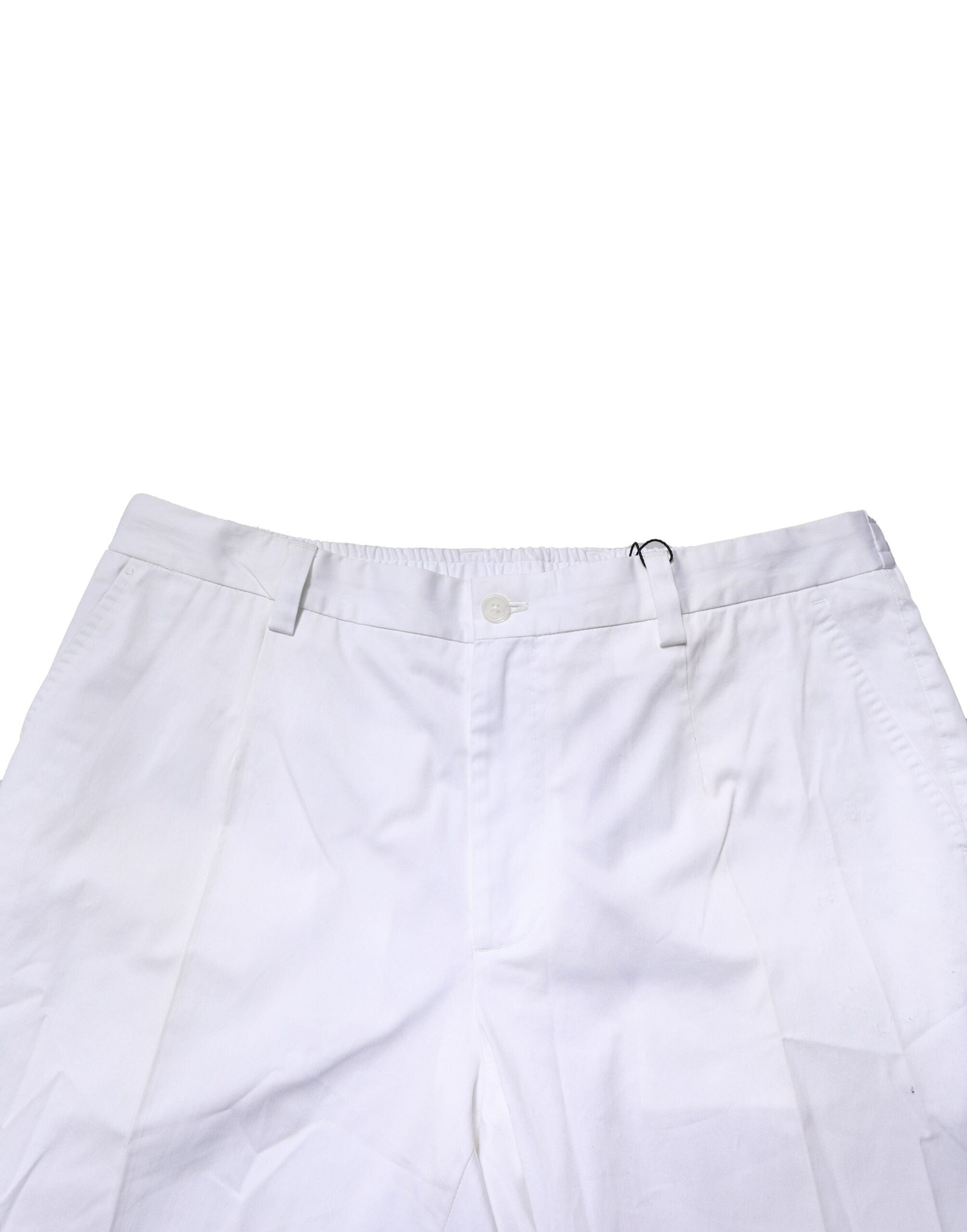 Pantalon formel blanc en coton Dolce & Gabbana, coupe slim, parfait pour une tenue élégante.