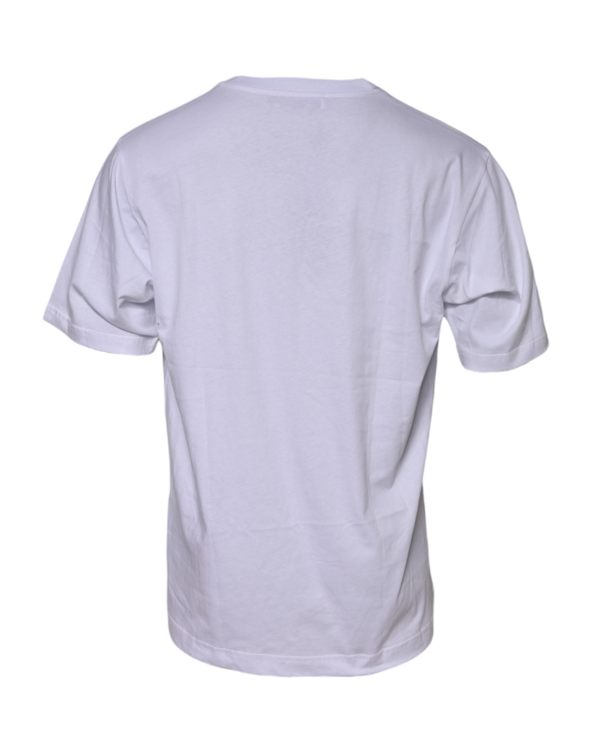 T-shirt blanc en coton Dolce & Gabbana avec logo imprimé, col rond, style décontracté pour homme.