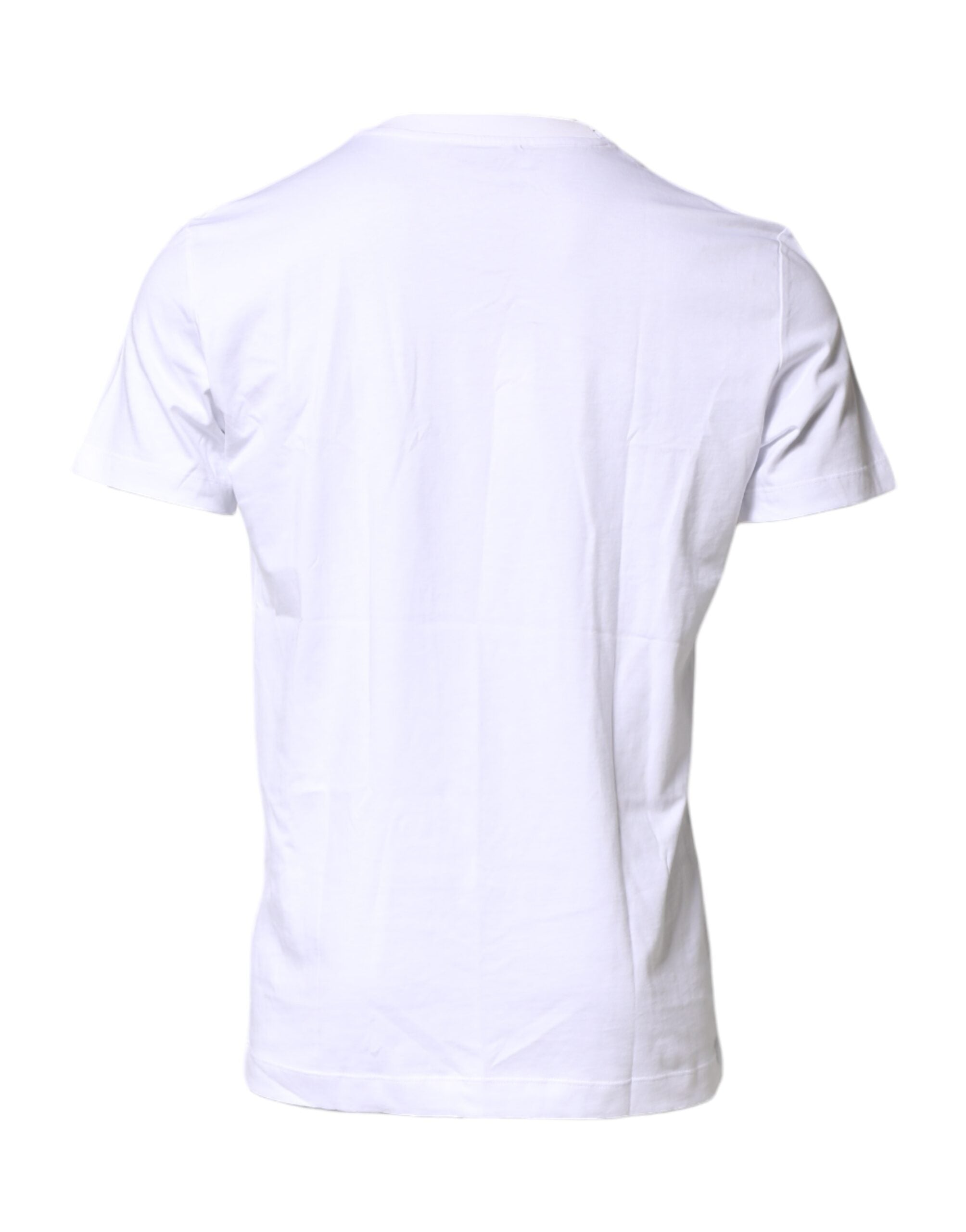 T-shirt blanc Dolce & Gabbana à col rond avec logo brodé, style décontracté et moderne.