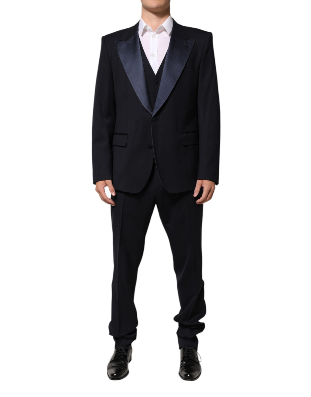 Costume trois pièces en laine et soie noire Dolce & Gabbana Sicilia, veste, pantalon et gilet élégants pour homme