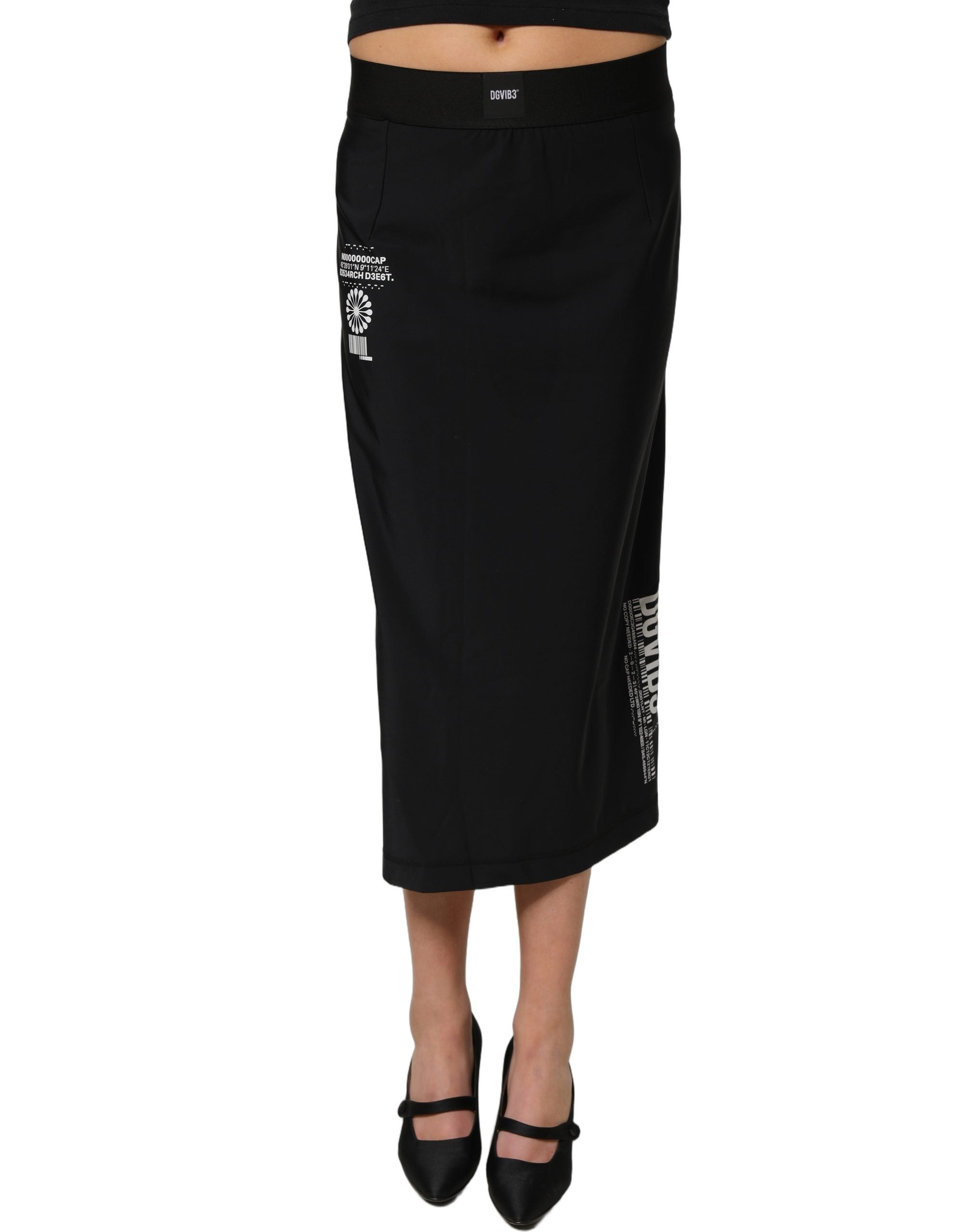 Jupe midi en jersey stretch noire de Dolce & Gabbana, coupe pencil élégante, taille haute et finition élégante.
