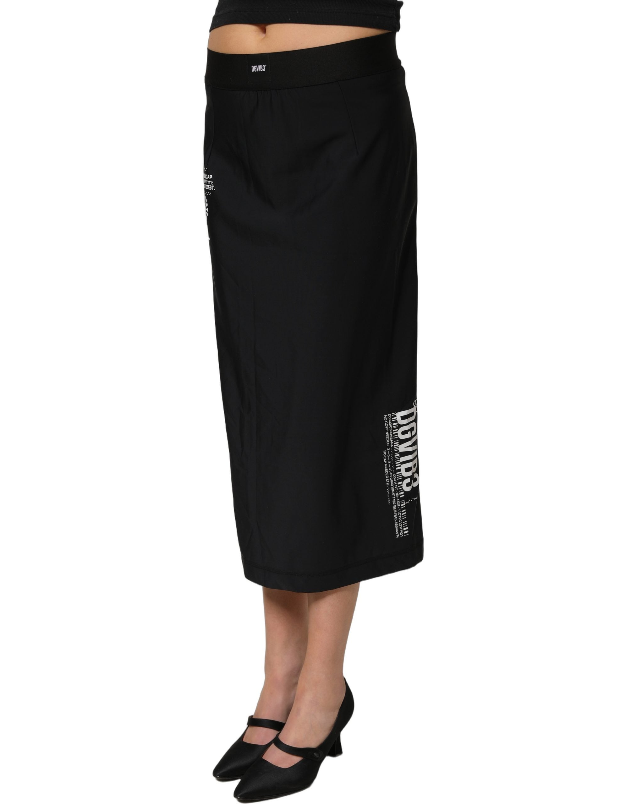 Jupe midi coupe crayon en jersey stretch noir Dolce & Gabbana, style élégant et ajusté, vue de face.
