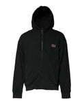 Sweatshirt à capuche homme Dolce & Gabbana noir avec logo, zip complet et design décontracté, tissu doux et confortable.