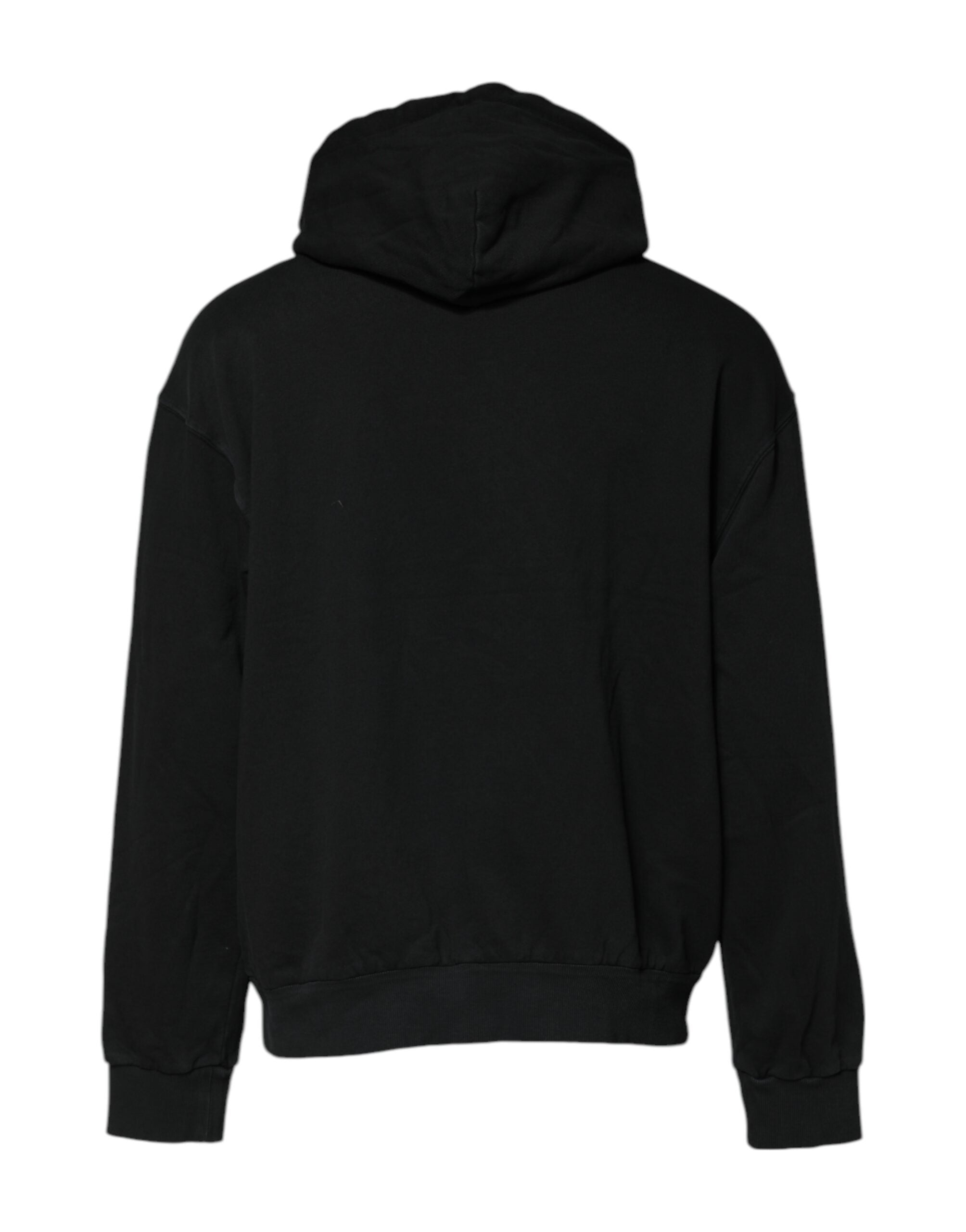 Sweat-shirt à capuche noir Dolce & Gabbana avec logo, fermeture éclair intégrale et poches kangourou, pour homme.