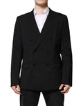 Veste de costume noir Dolce & Gabbana MARTINI à double boutonnage, élégante et sophistiquée, vue en gros plan.