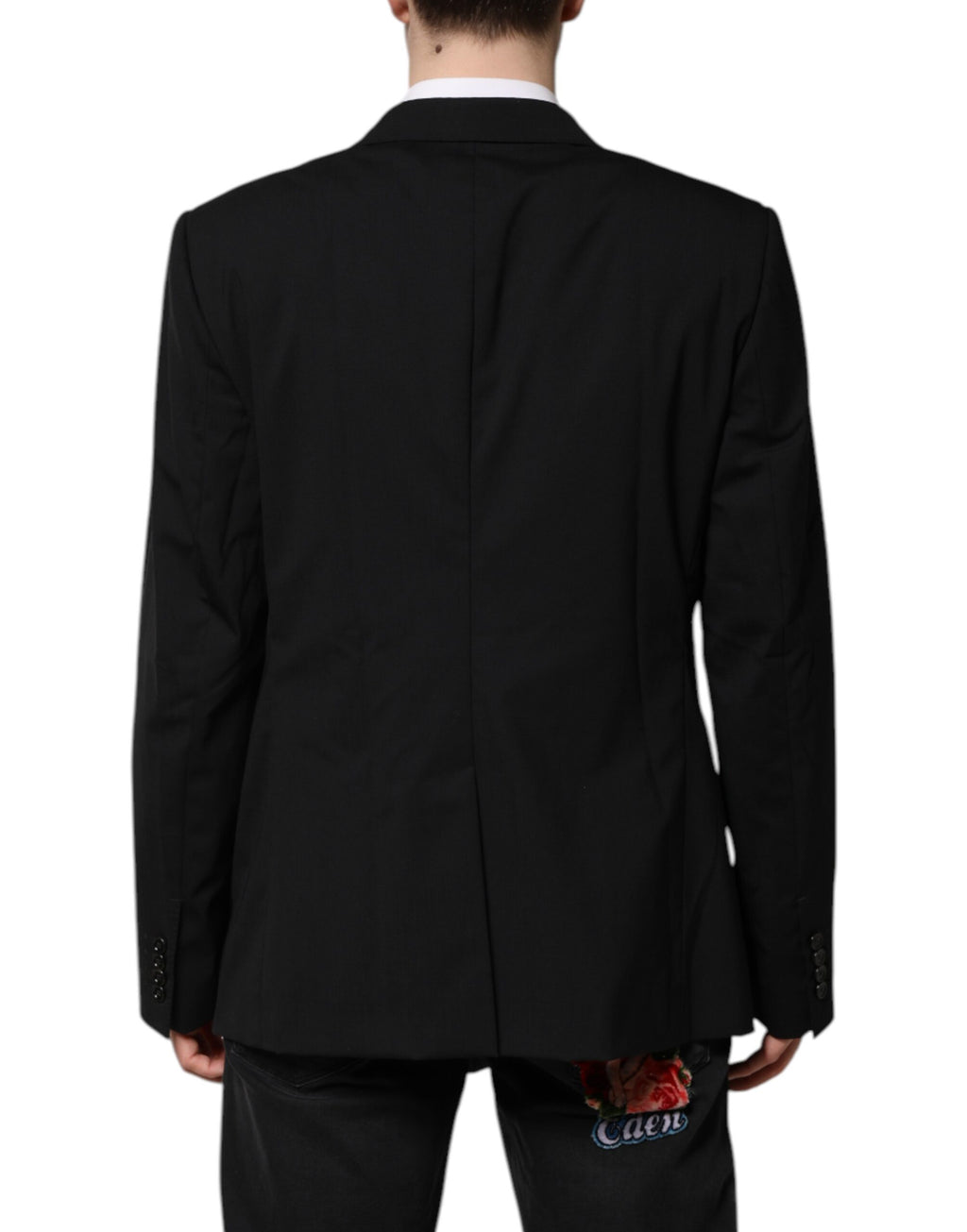 Blazer noir Dolce & Gabbana MARTINI à double boutonnage, élégante veste de costume pour homme avec détails sophistiqués.