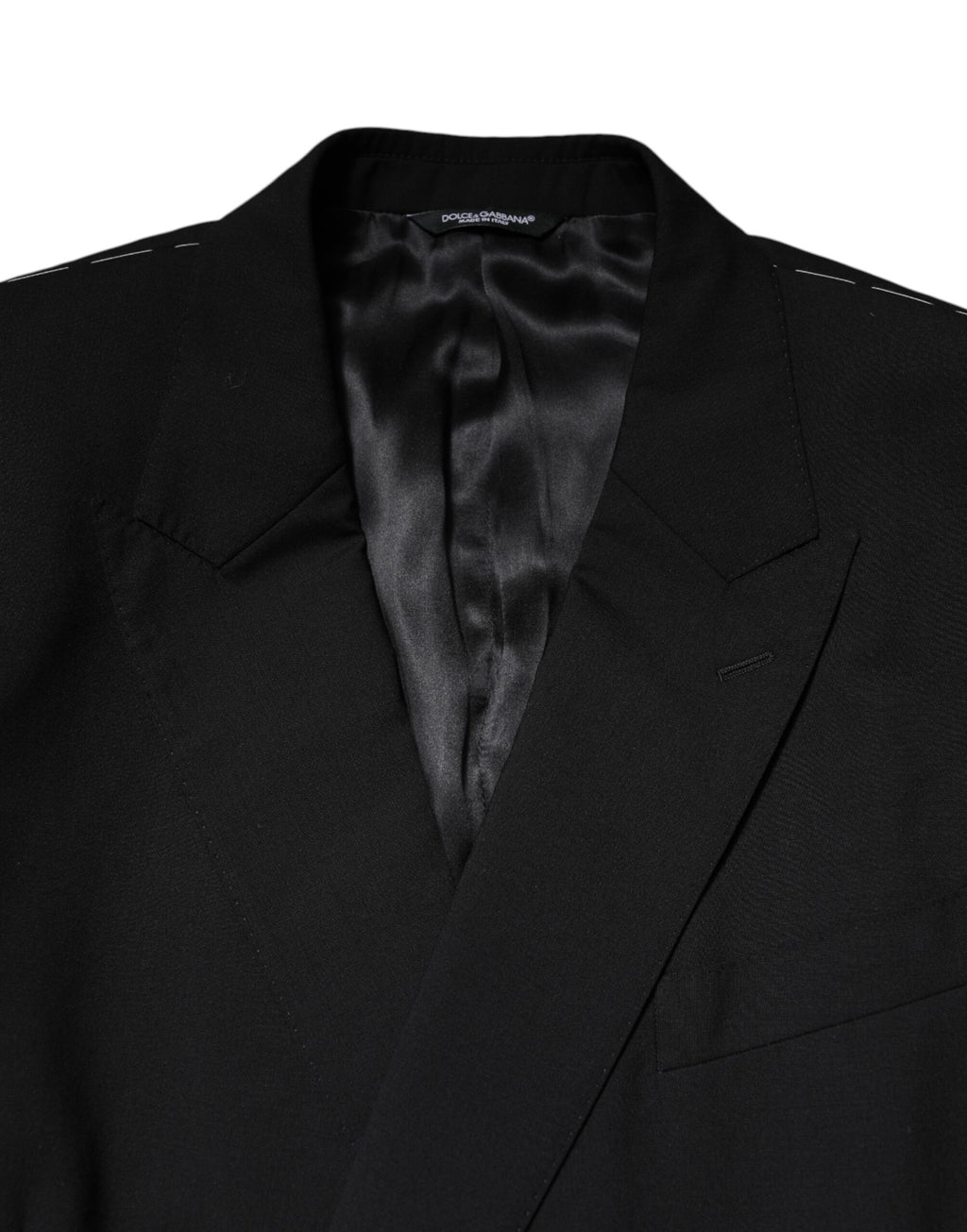 Veste de costume double boutonnage noire Dolce & Gabbana MARTINI, élégante et sophistiquée, avec détails en laine et style classique.