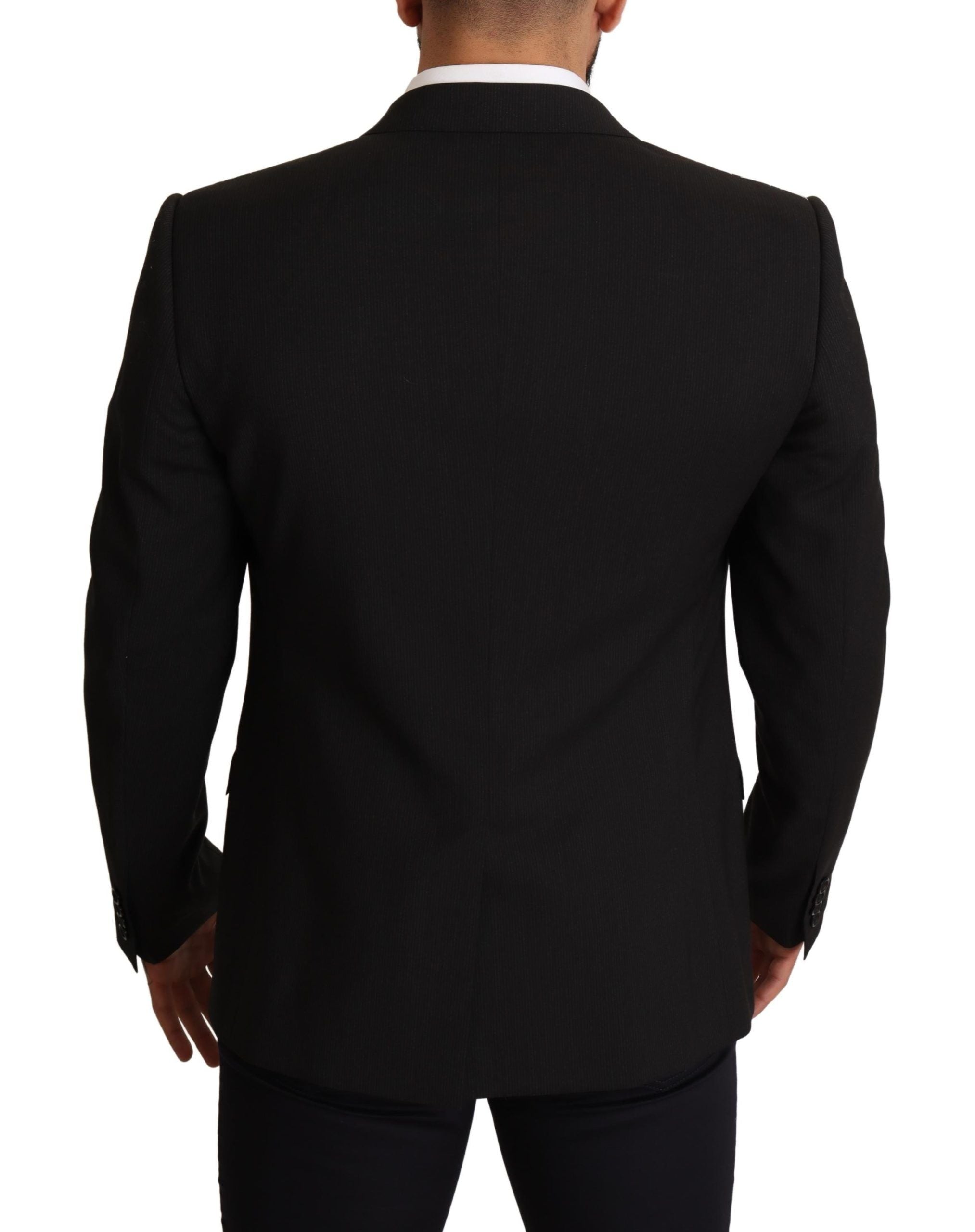 Veste blazer noire à rayures Dolce & Gabbana MARTINI, style élégant et moderne, vue de face sur fond blanc.