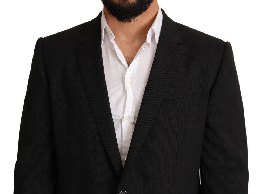 Blazer noir à rayures Dolce & Gabbana Martini, veste élégante pour homme avec détails sophistiqués.