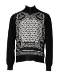 Sweat-shirt Dolce & Gabbana à fermeture éclair avec motif bandana noir et blanc, en coton, style décontracté.