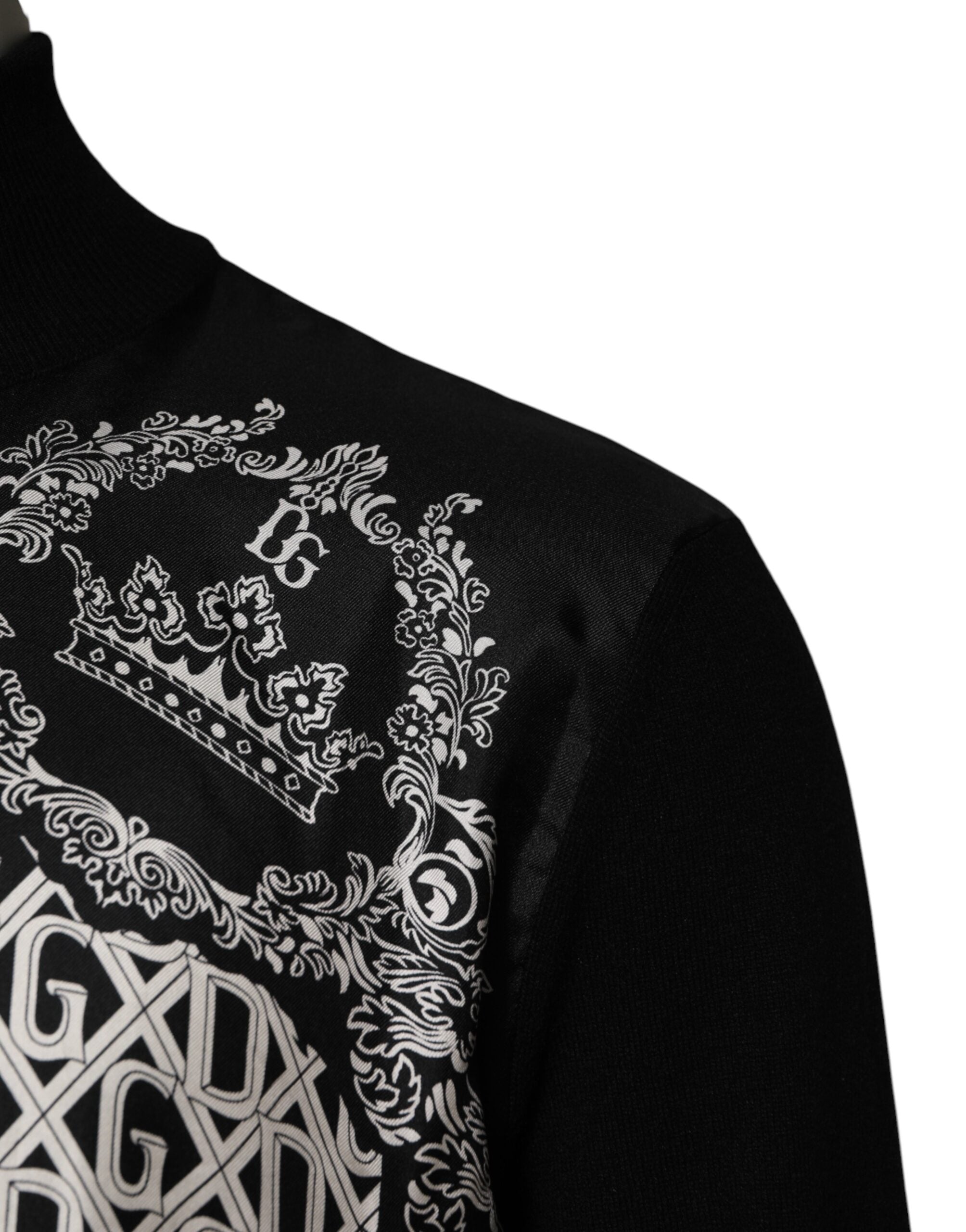 Sweat-shirt à fermeture éclair Dolce & Gabbana noir et blanc avec motif bandana, style décontracté et tendance.