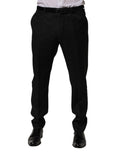 Pantalon noir en laine Dolce & Gabbana, pantalon slim formel pour dames, à la coupe ajustée et élégante.