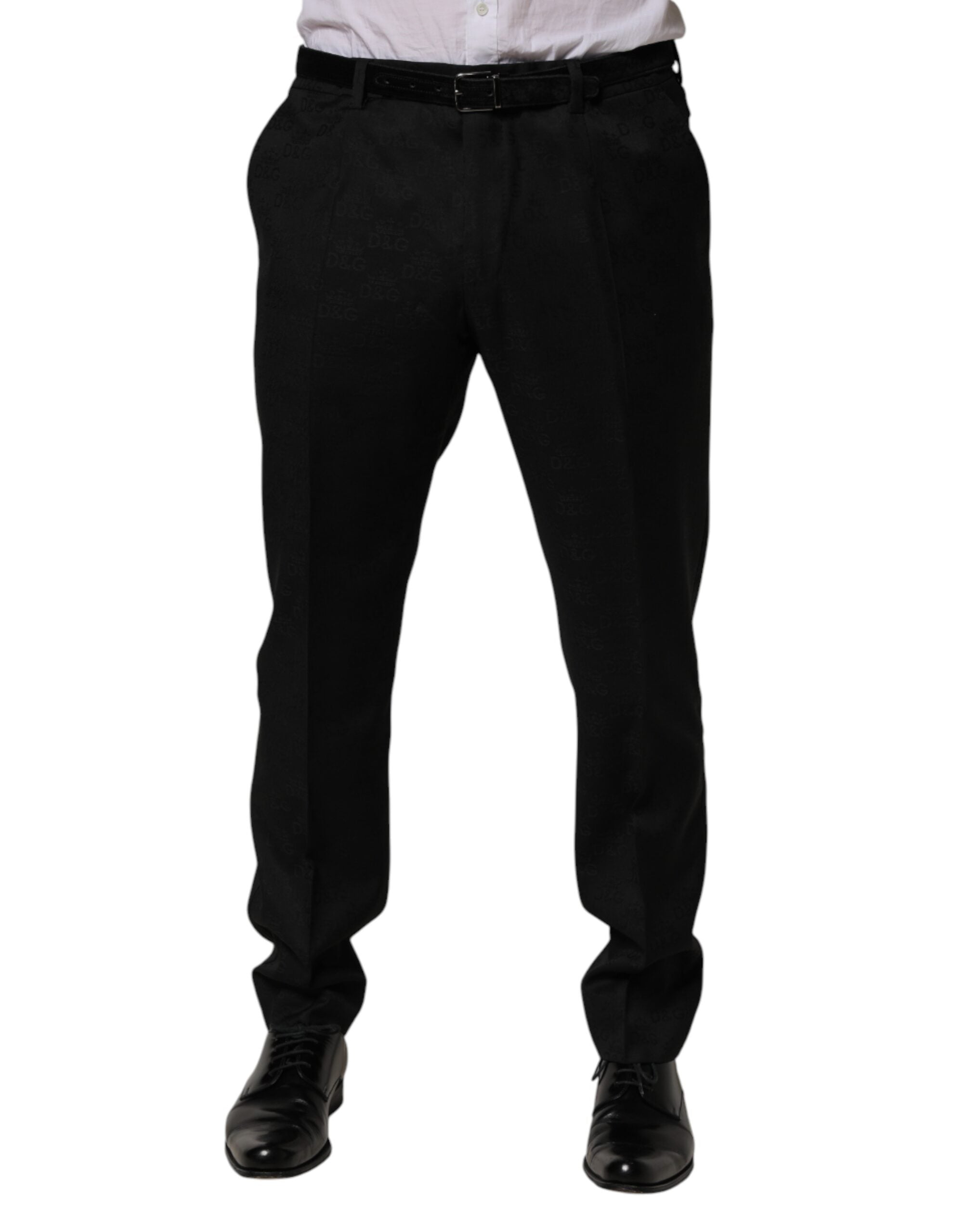 Pantalon noir en laine Dolce & Gabbana, pantalon slim formel pour dames, à la coupe ajustée et élégante.