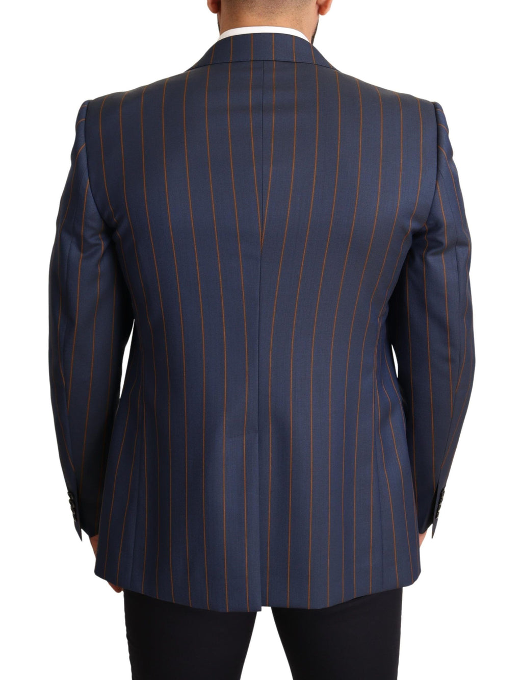Blazer en laine bleu à rayures Dolce & Gabbana, coupe slim, veste élégante pour homme.