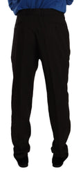 Pantalon habillé en laine marron de coupe skinny par Dolce & Gabbana, pantalon formel élégant pour femme.