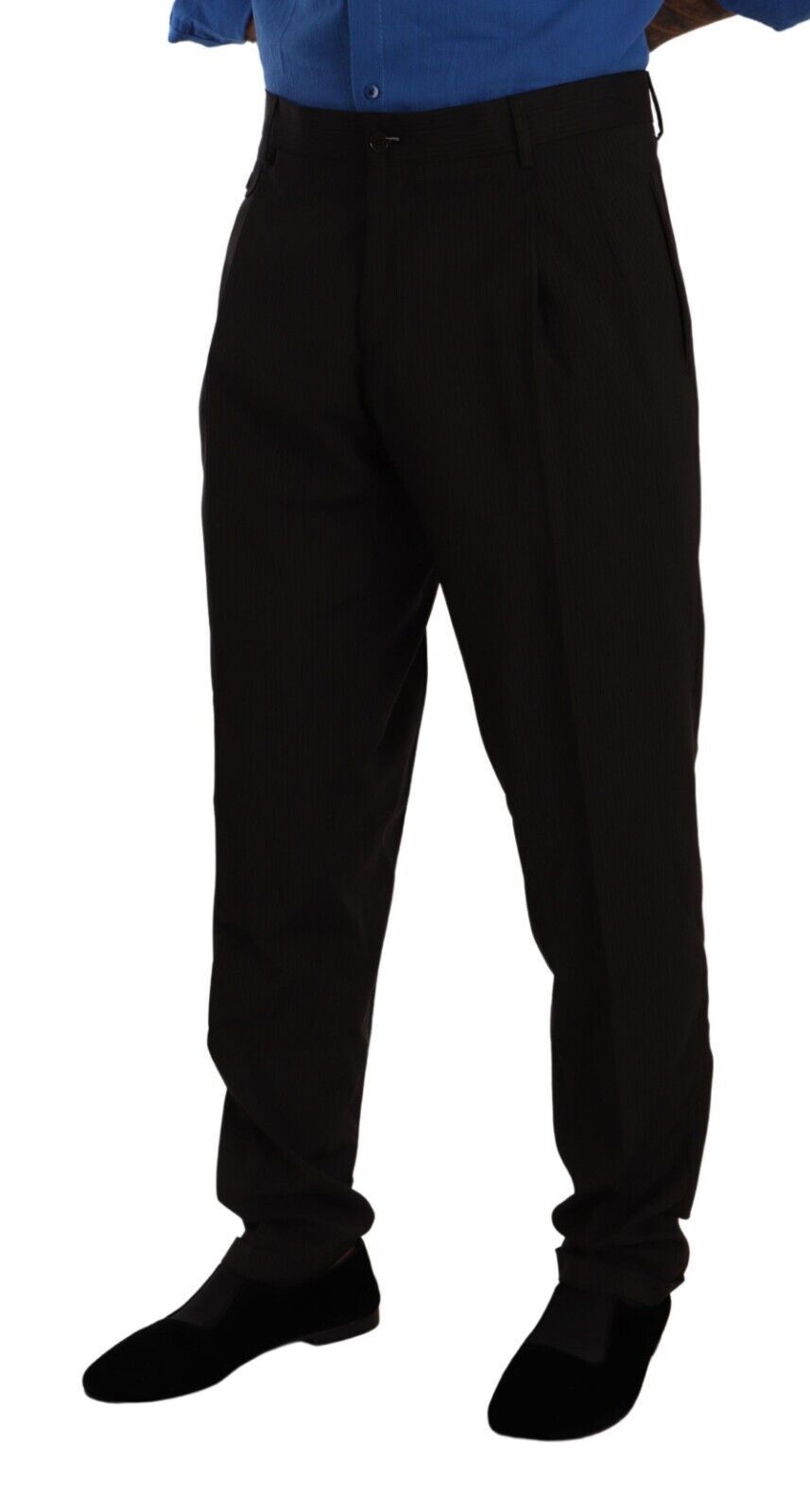 Pantalon habillé en laine marron Dolce & Gabbana, coupe skinny, pour homme, détails élégants et finition soignée.