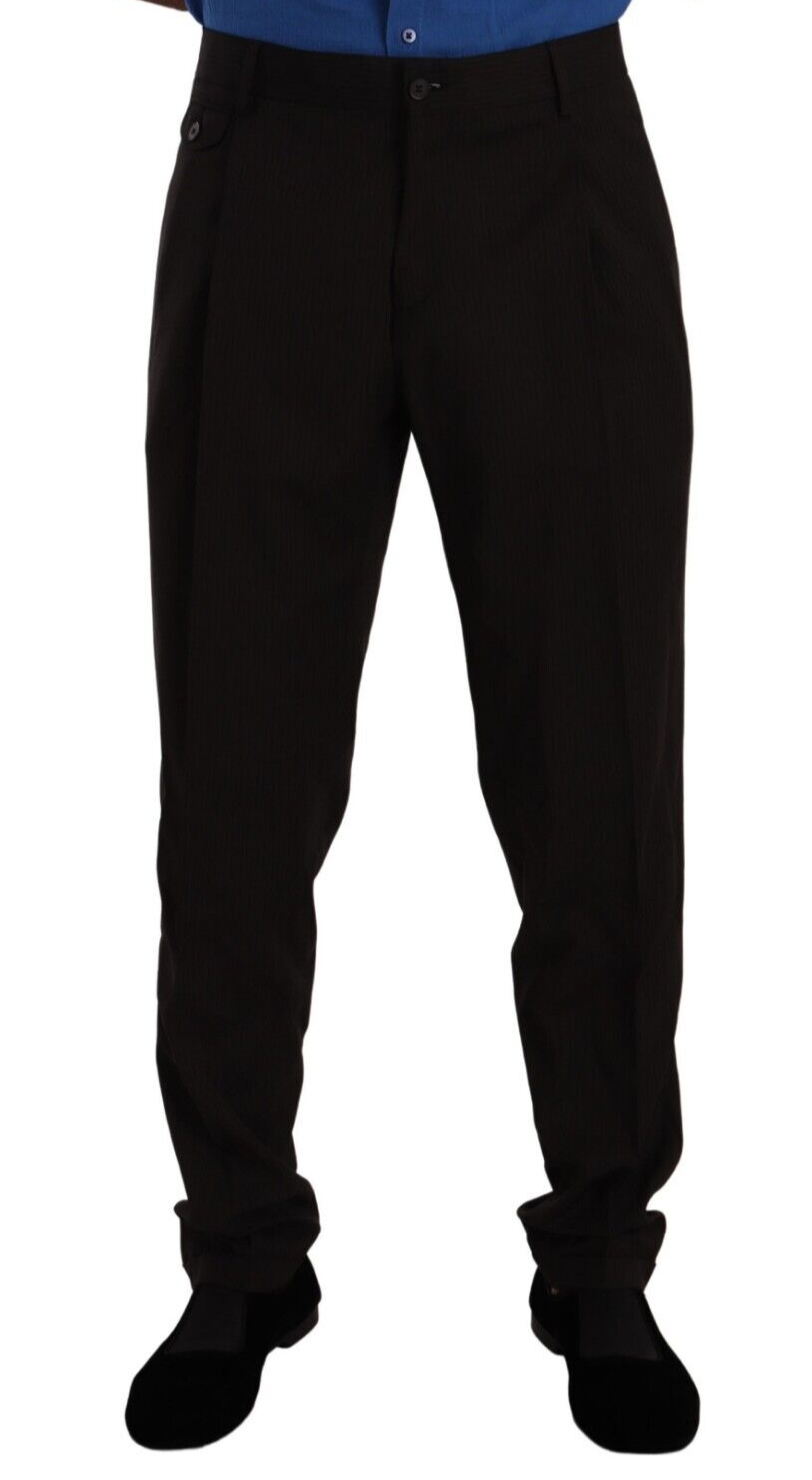 Pantalon formel skinny en laine marron de Dolce & Gabbana, coupe élégante, tissu fin et design sophistiqué.