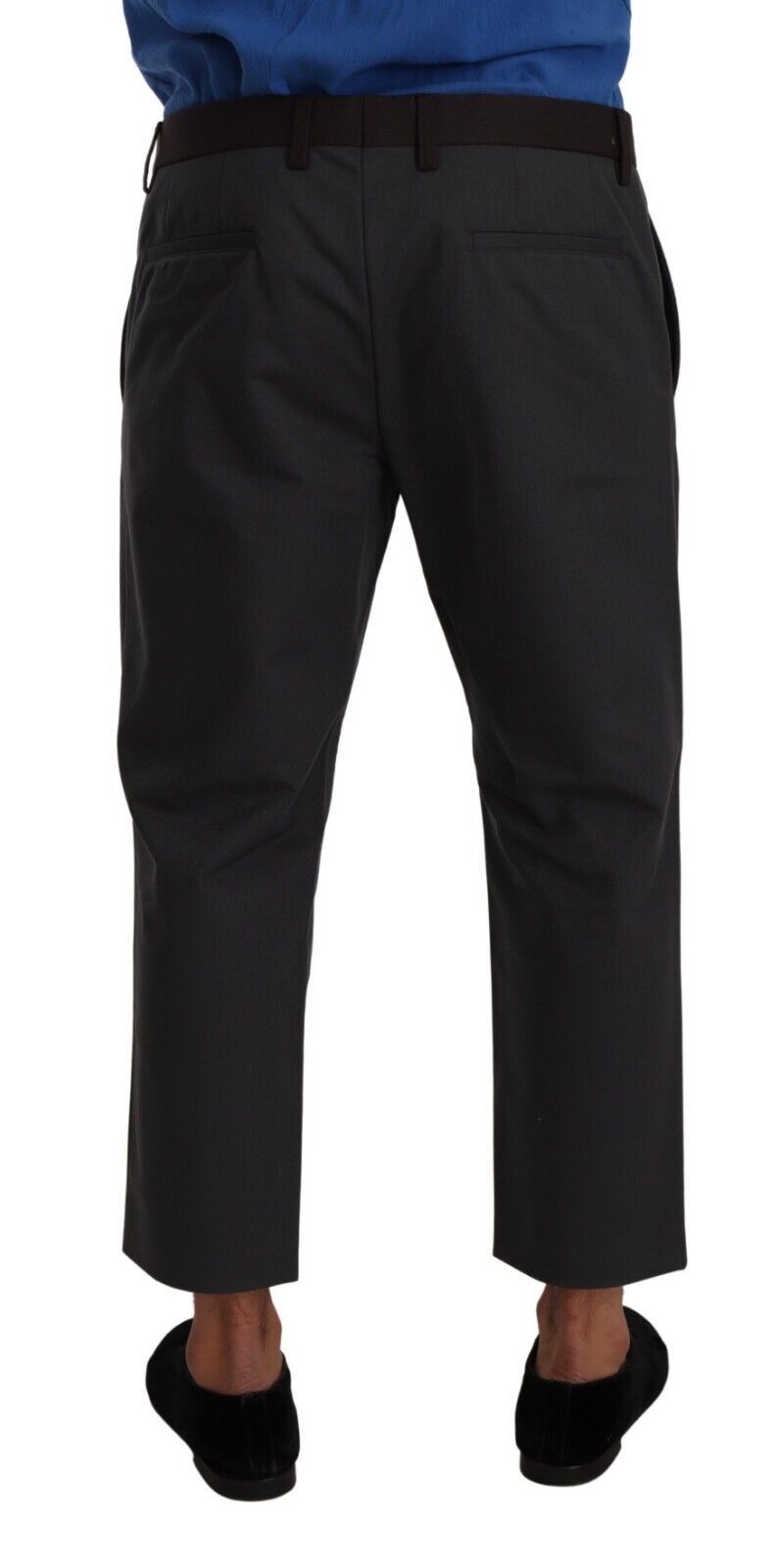 Pantalon cropped à rayures gris et bordeaux de Dolce & Gabbana, pantalon élégant pour femmes.