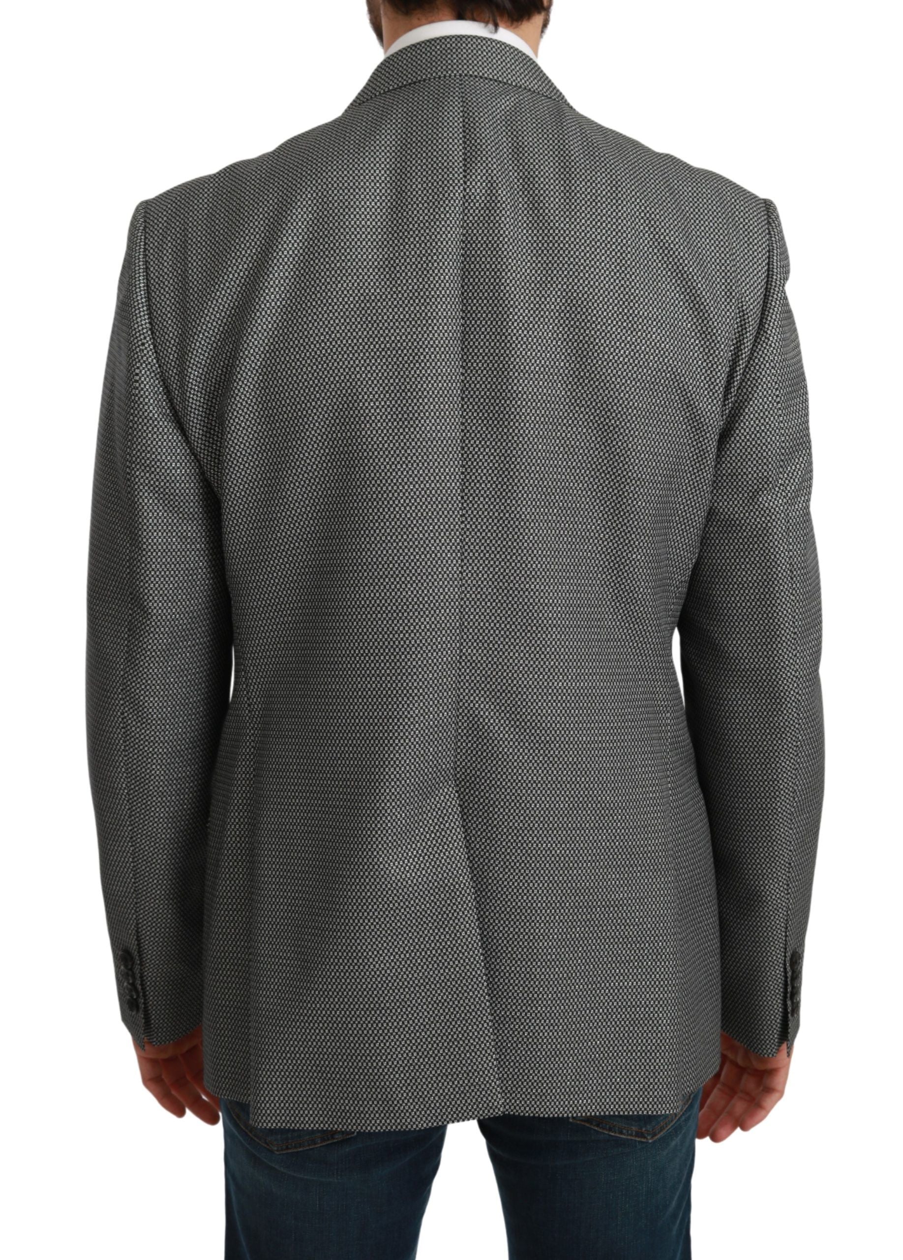 Veste formelle gris foncé Dolce & Gabbana Martini Slim Fit blazer avec boutons et pochettes, vue de face.
