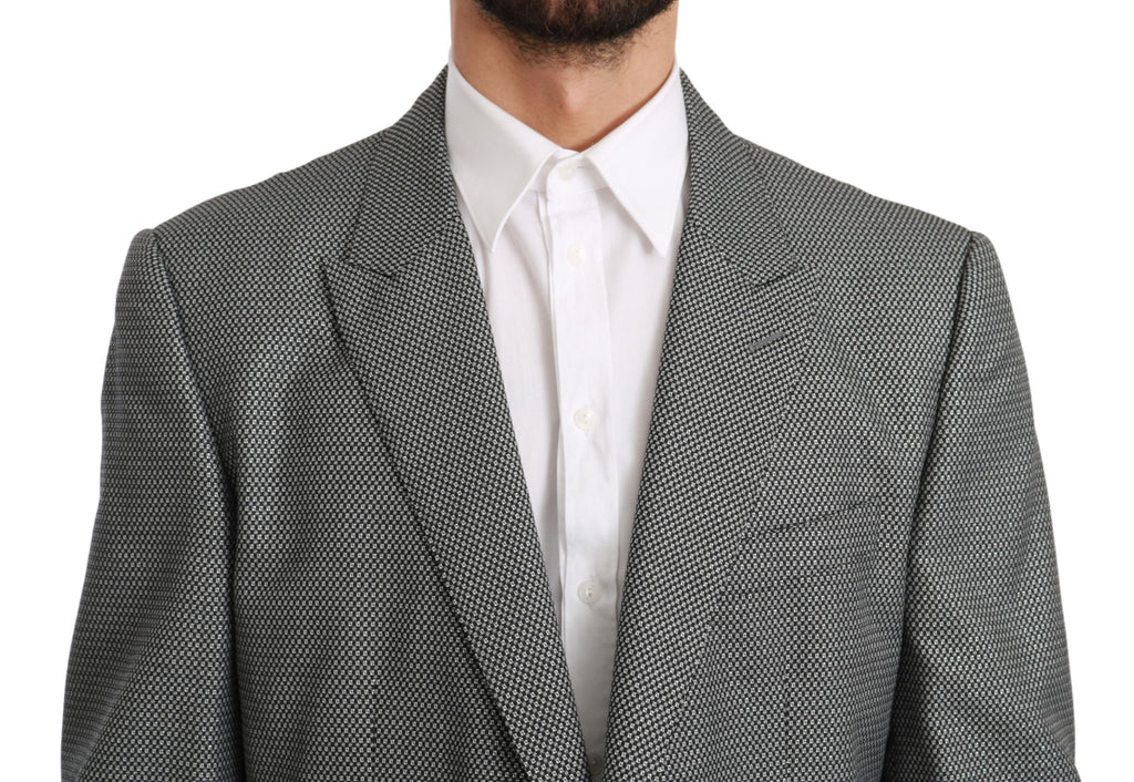 Veste formelle Dolce & Gabbana Martini gris cintré, blazer élégant avec doublure intérieure et boutons sophistiqués.