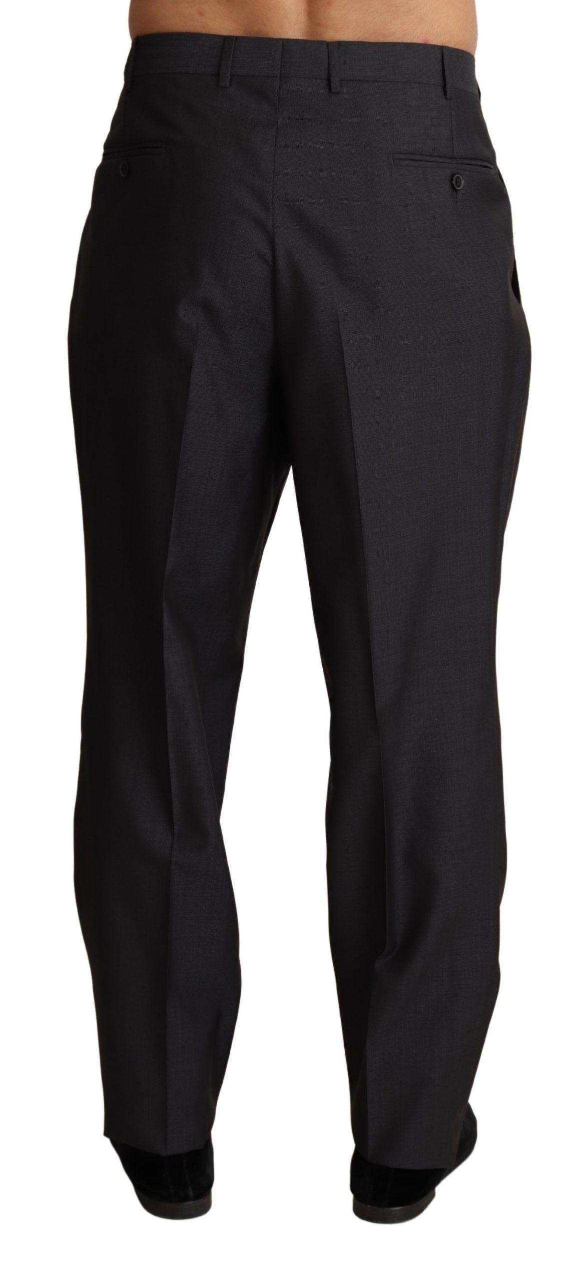 Pantalon formel en laine mélangée gris de Dolce & Gabbana, pantalon élégant pour homme.