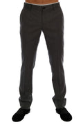 Pantalon formel gris en laine à rayures de Dolce & Gabbana, coupe élégante et tissu de qualité.