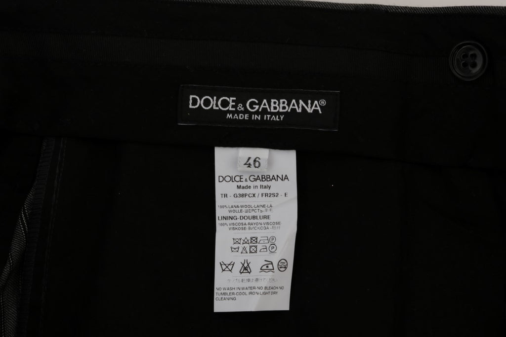 Pantalon formel en laine grise à rayures de Dolce & Gabbana, pantalon élégant pour homme.