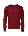 Pull à col rond en cachemire bordeaux de Dolce & Gabbana, pull-over chaud et élégant pour homme.
