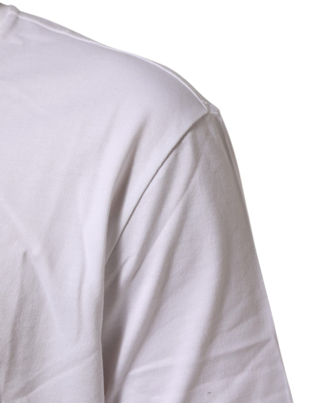 T-shirt blanc en coton Dolce & Gabbana à col rond et manches courtes, vue de face.
