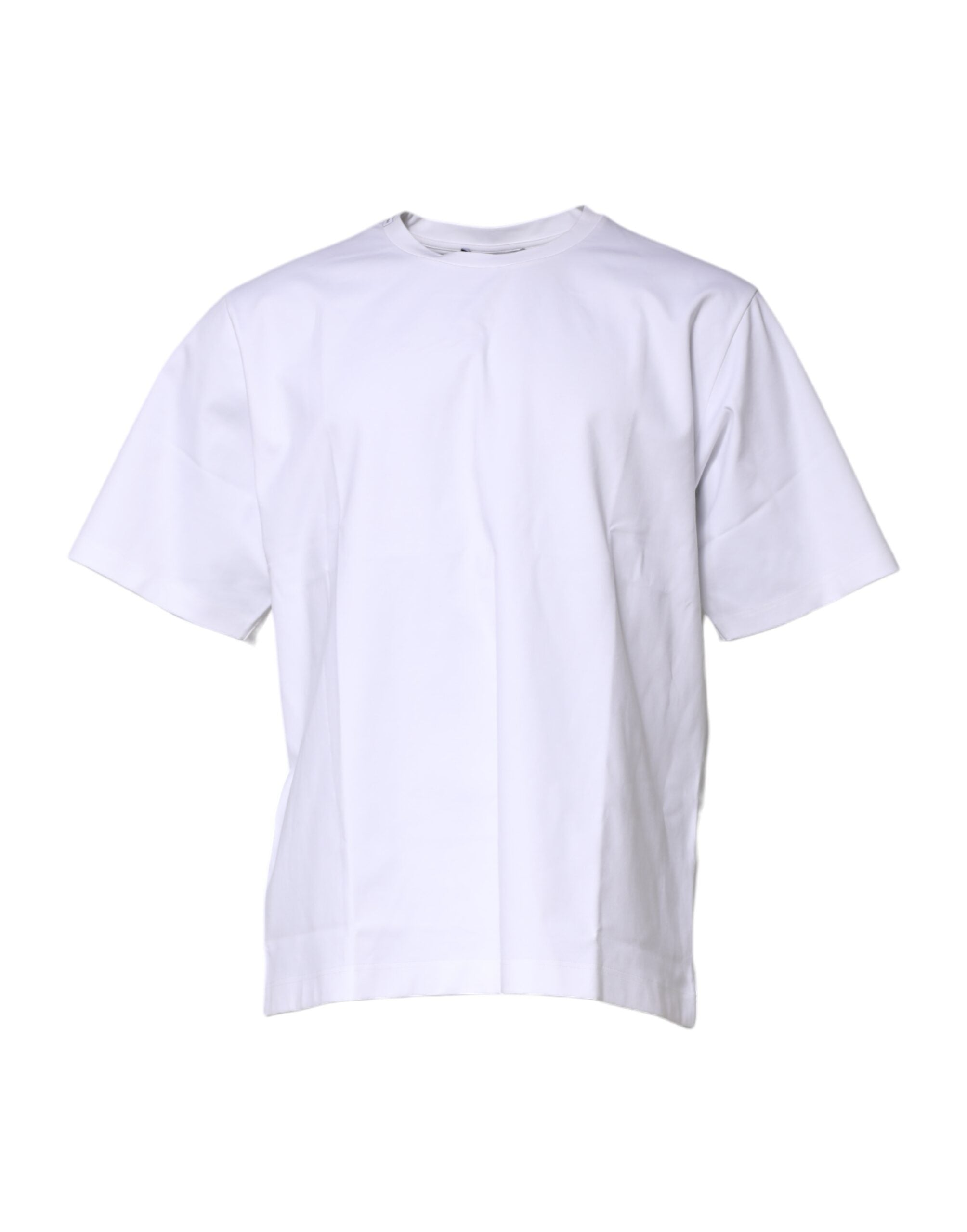 T-shirt blanc en coton à manches courtes et col rond de Dolce & Gabbana, vue de face.
