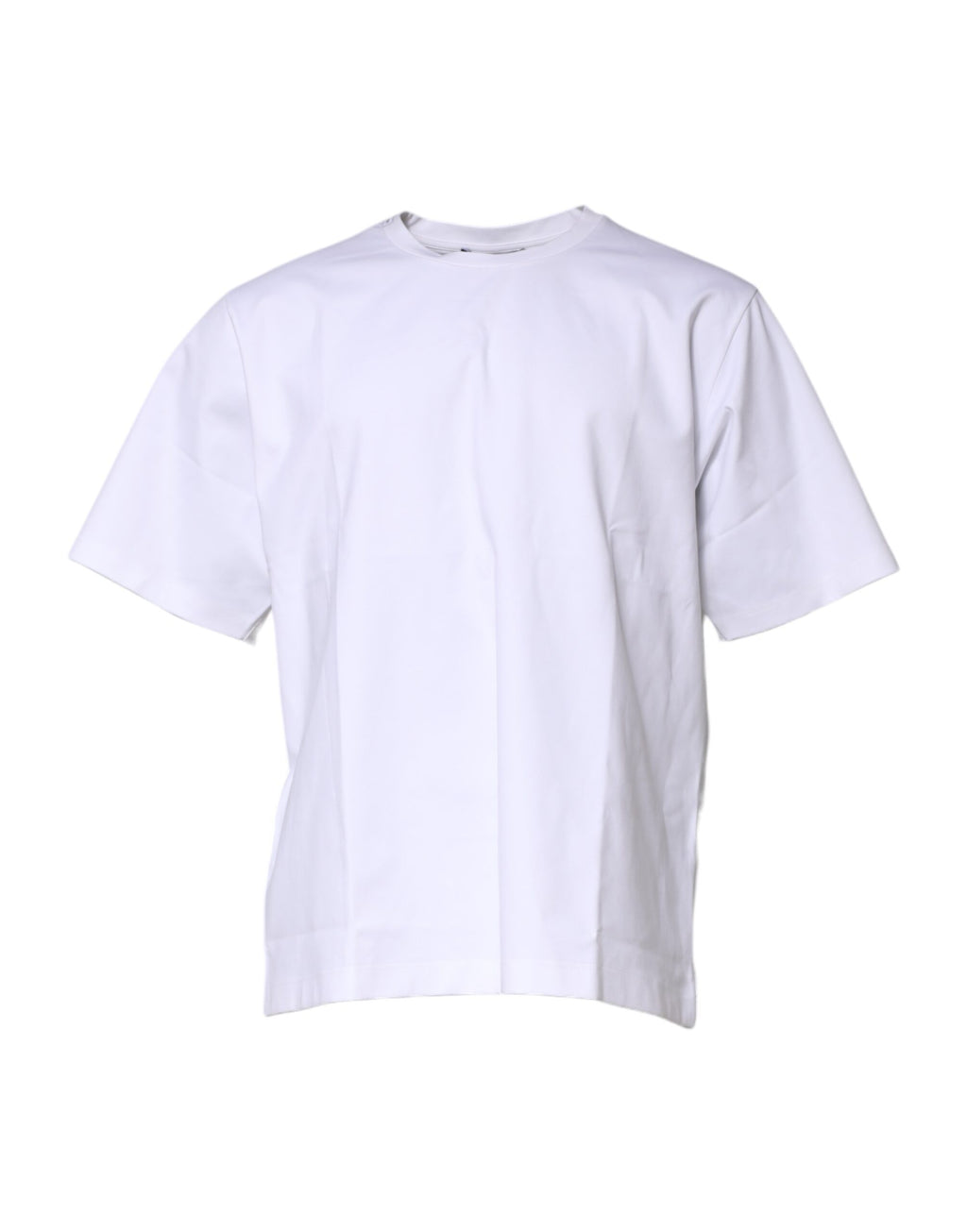 T-shirt blanc à manches courtes et col rond Dolce & Gabbana en coton, vue de face.