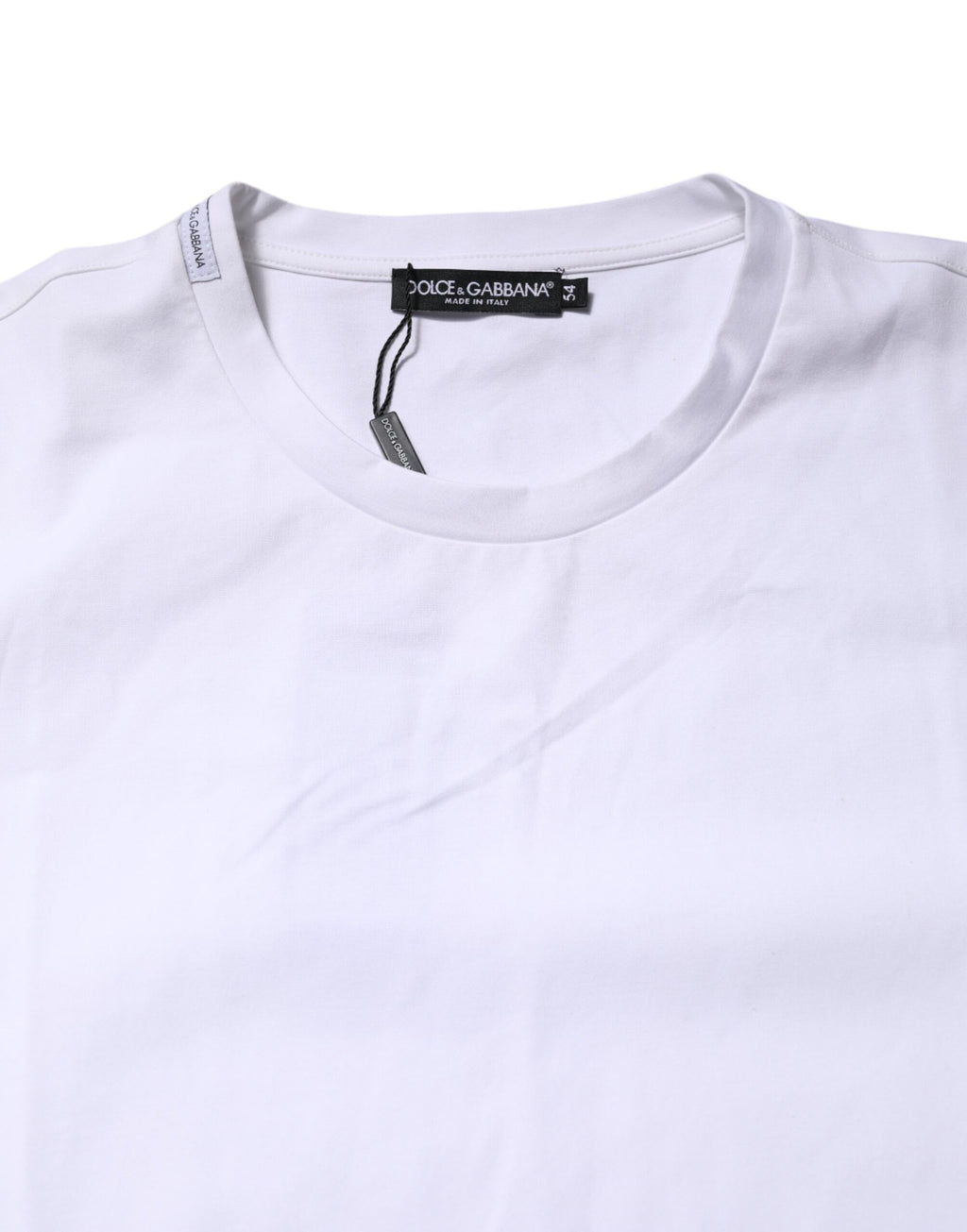 T-shirt homme à manches courtes en coton blanc Dolce & Gabbana, col rond, style décontracté et élégant.