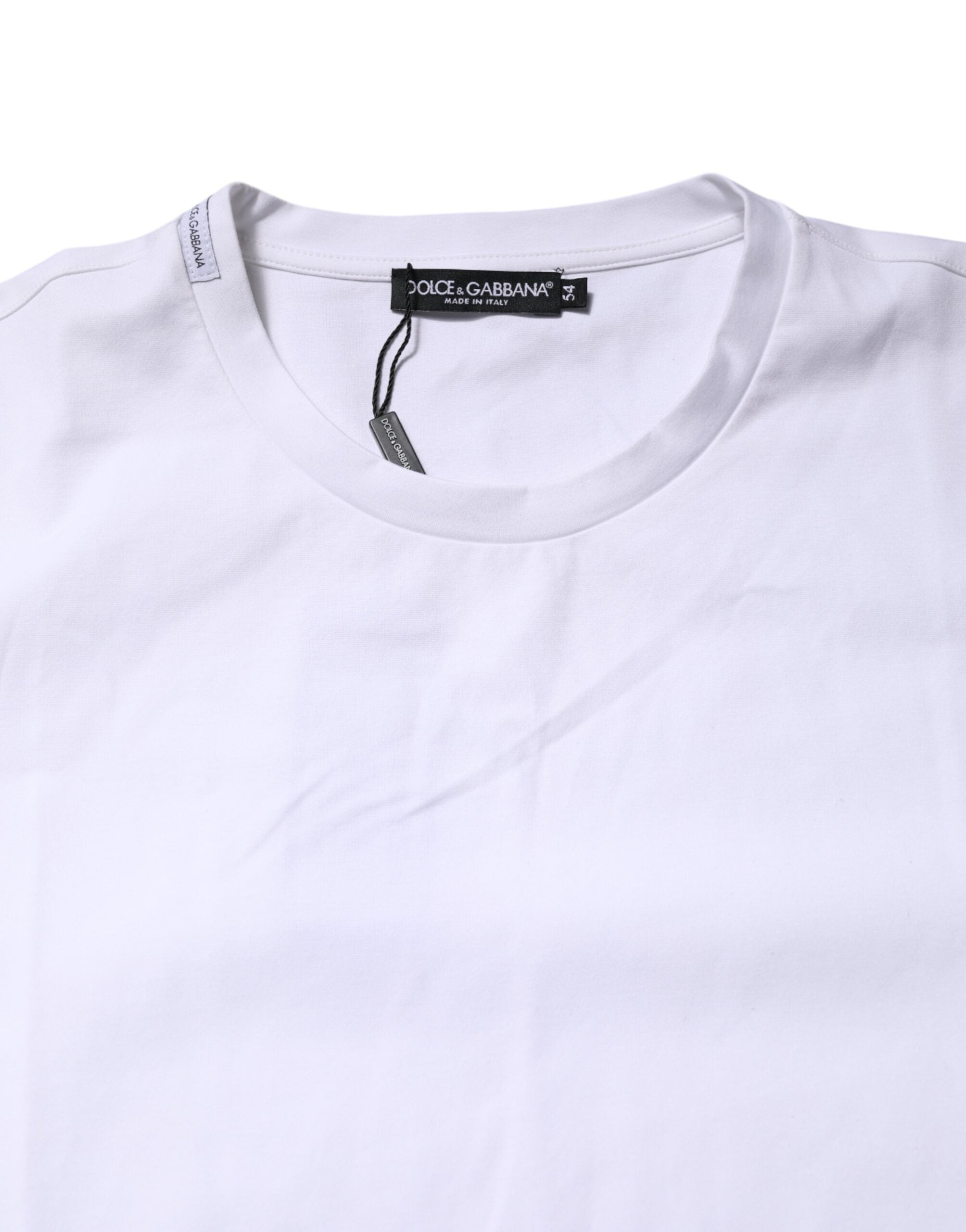 T-shirt homme à manches courtes en coton blanc Dolce & Gabbana, col rond, style décontracté et élégant.